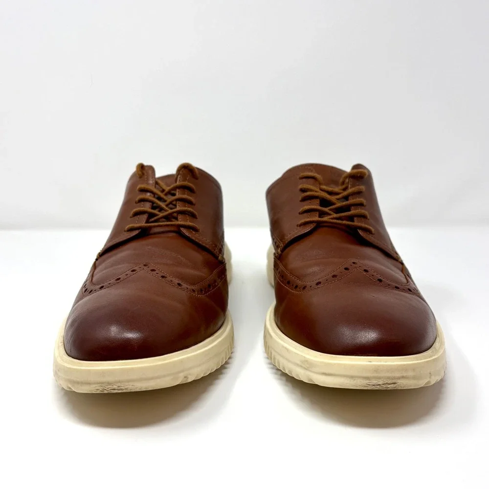 Cole‎ Haan Grand+ Wingtip Oxford Brown Leather Lightweight Shoes Men's 10.5M